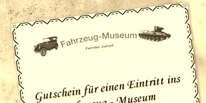 Gutschein für einen unvergesslichen Tag im Fahrzeugmuseum